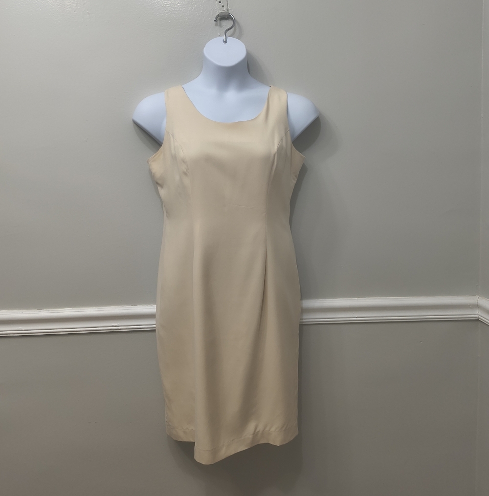 Misho Women's Silk Sheath Sleeveless Dress Beige/Cream Sz 10 Career Business